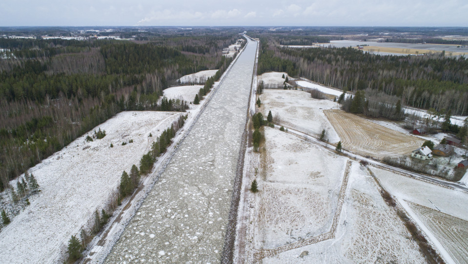 Ilmakuva Saimaan kanavasta.