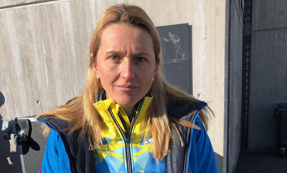 Ukrainan nuorten MM-tiimin joukkueenjohtaja Lada Nesterenko kuvassa.