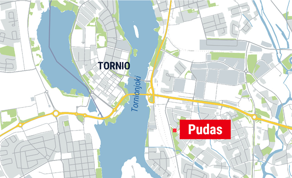 tornion kartta jossa Pudas