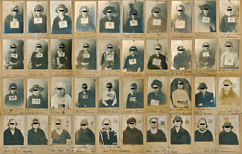 Poliisin pidätyskuvia 1900-luvun alusta.
