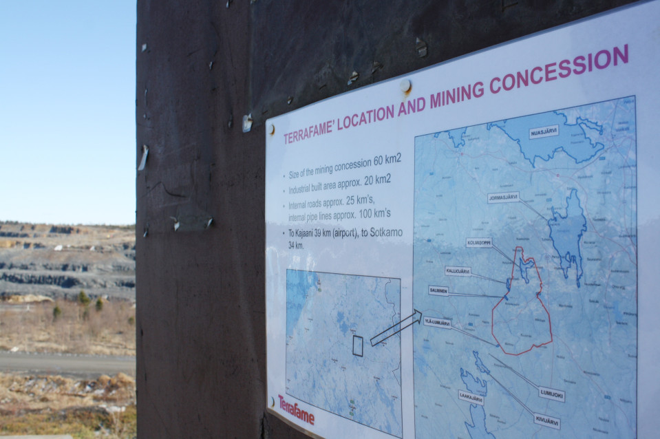 Terrafame' location and mining concession - kartta.