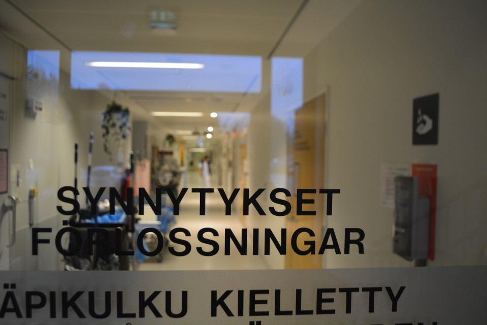 Skylt för förlossningsavdelningen i Borgå Sjukhus