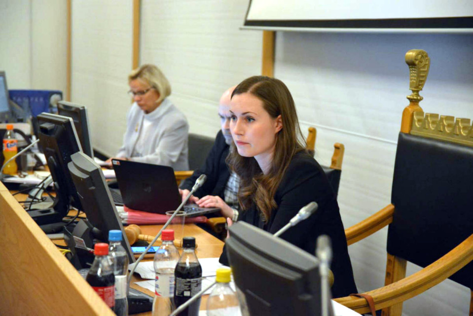 Sanna Marin, ordförande för Tammerfors stadsfullmäktige vid fullmäktigemöte den 7 november 2016.