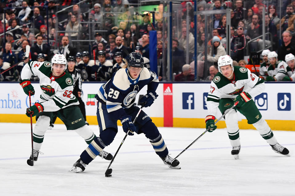 Patrik Laine ottelussa Minnesota Wildia vastaan 12.3.2022.