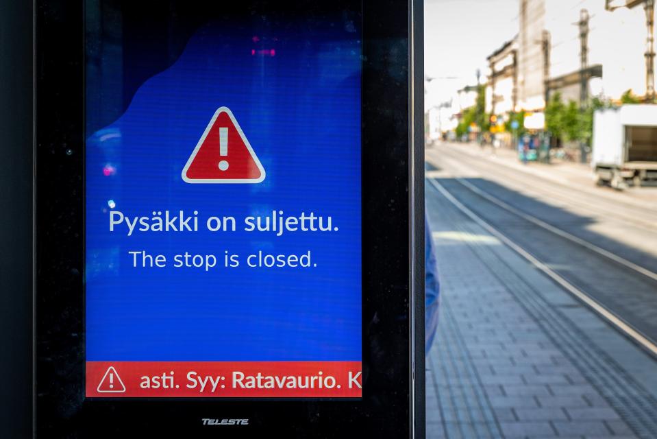 Ratikan liikenne on poikki Tampereen keskustassa