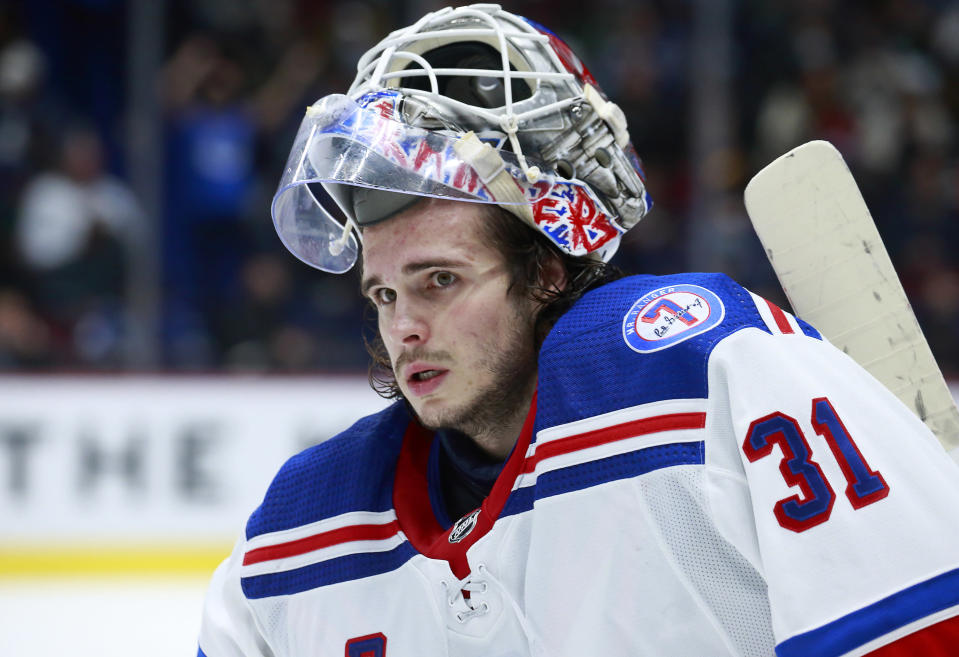 New York Rangersin venäläisvahti Igor Shestjorkin.