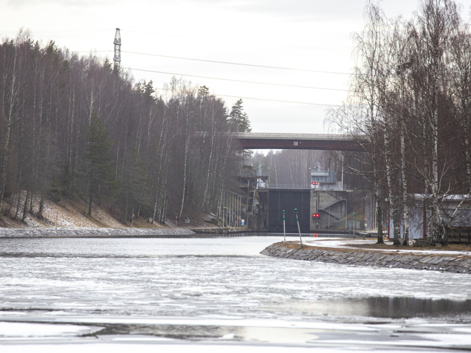 Mälkiän sulku Saimaan kanavassa.