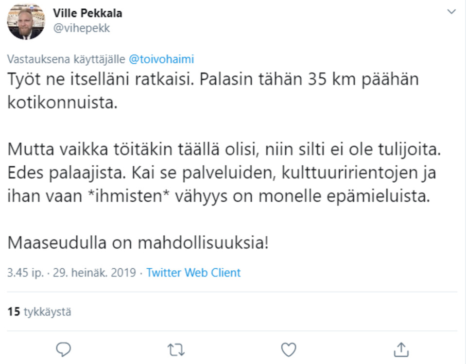 Pekkala, tviitti