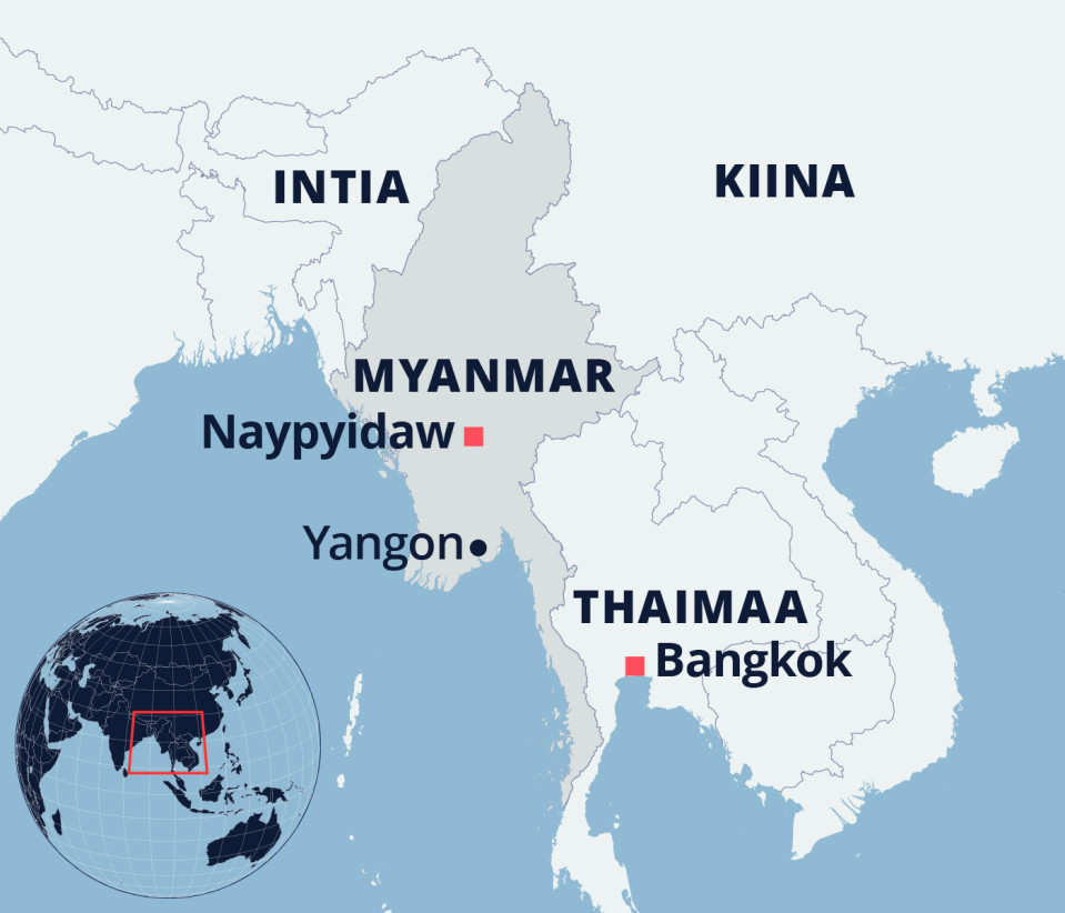 Map of Myanmar's location in Asia.