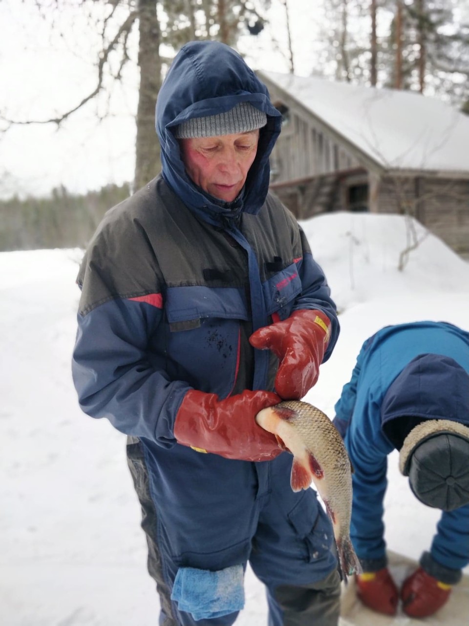 Kalastaja Jouko Timonen Pielisen rannalla.