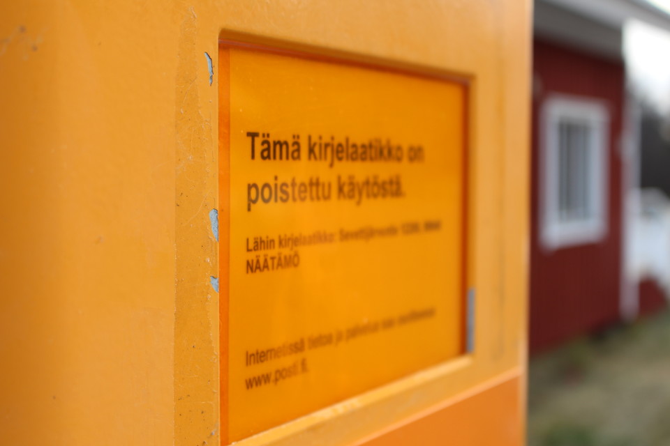 Sevetistä lähti myös alueen ainoa lähtevän postin laatikko syksyllä 2017.