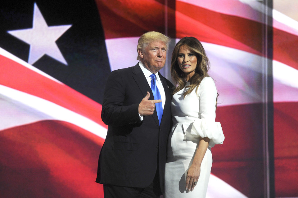 Donald Trump Melania Trump Republikaanien kokouksessa.