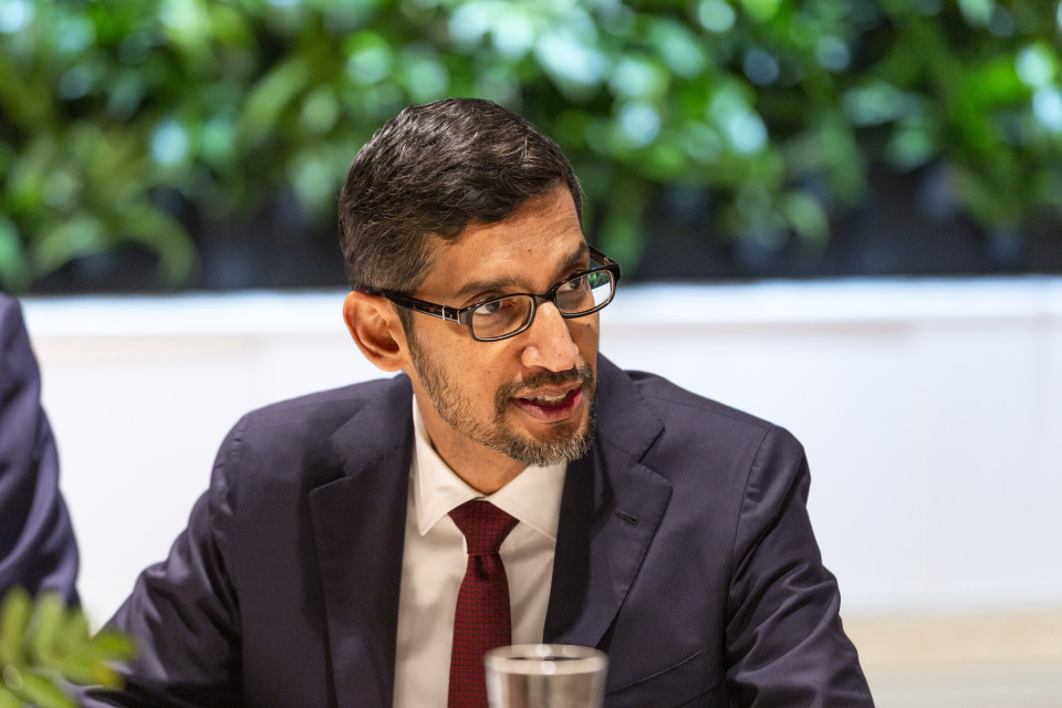 Googlen toimitusjohtaja Sundar Pichai Googlen toimitiloissa Kluuvissa.