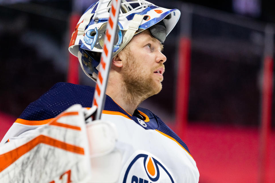 Edmontons målvakt Mikko Koskinen i matchen mot Ottawa.