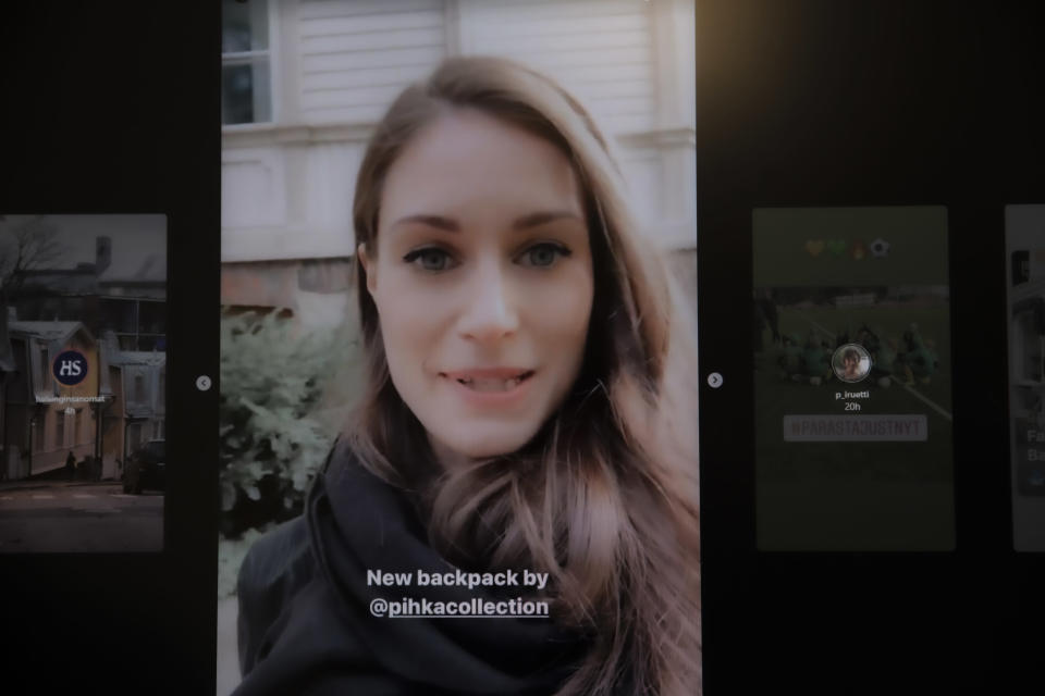 Sanna Marin Instagramissa esittelee reppua, joka on kotimainen tuote