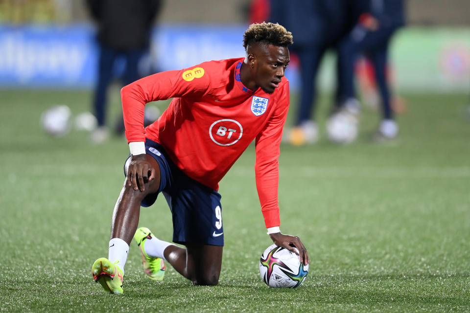 Tammy Abraham Englannin maajoukkueen harjoituksissa.