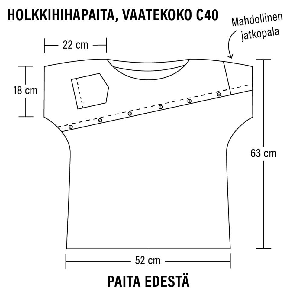 Holkkihihapaidan etuosa