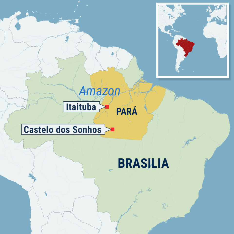 Kartta Amazonin alueelta Parán osavaltista Brasiliasta.