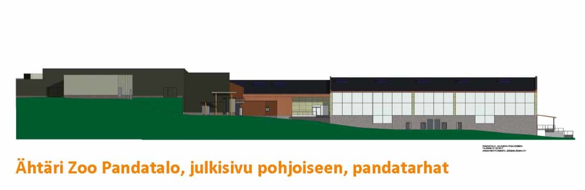 Ähtärin Pandatalon julkisivu pohjoiseen. Ähtäri Zoon havainnekuva.