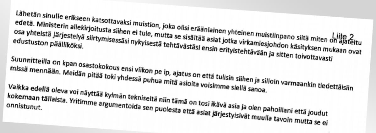 Ote Haavisto-tutkinnan pöytäkirjasta.