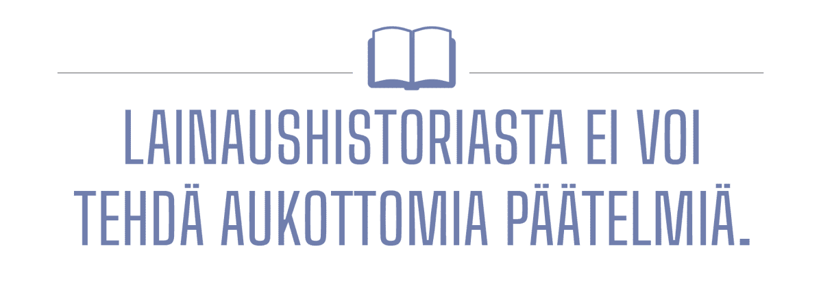Teksti nosto: "Lainaushistoriasta ei voi tehdä aukottomia päätelmiä."