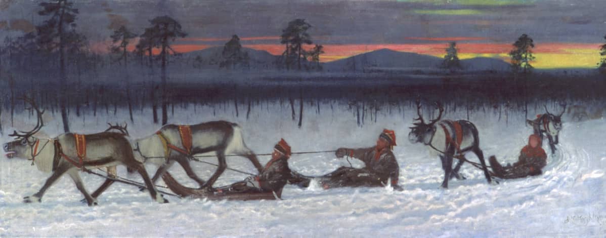Maalaus, Kyyhkynen Juho Kustaa, "Pororaito", 1902, Rovaniemen kaupungin kokoelma