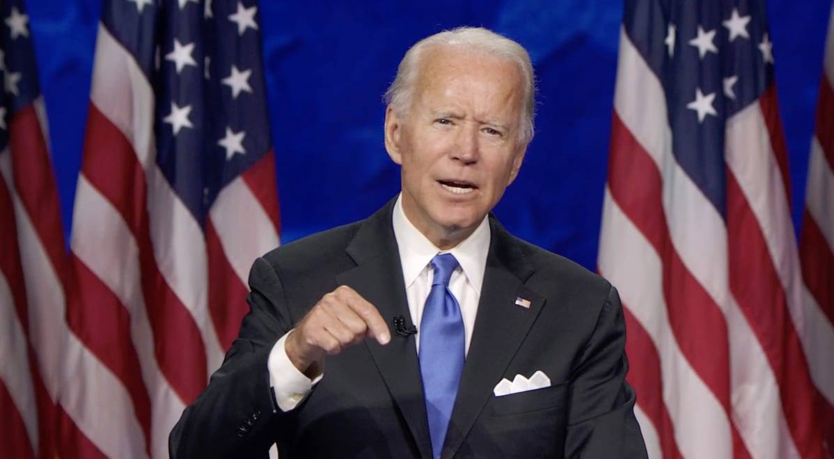 Joe Biden demokraattien puoluekokouksessa 20.8.2020.