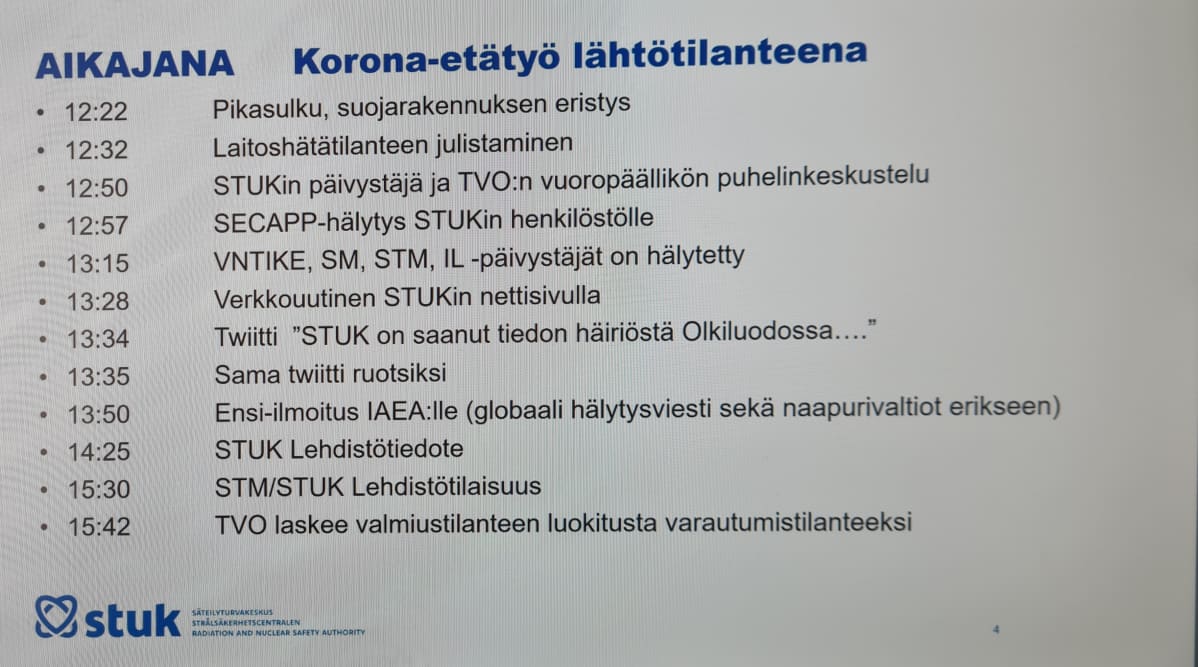 Tiedotuksen eteneminen Olkiluodon häiriötilanteessa