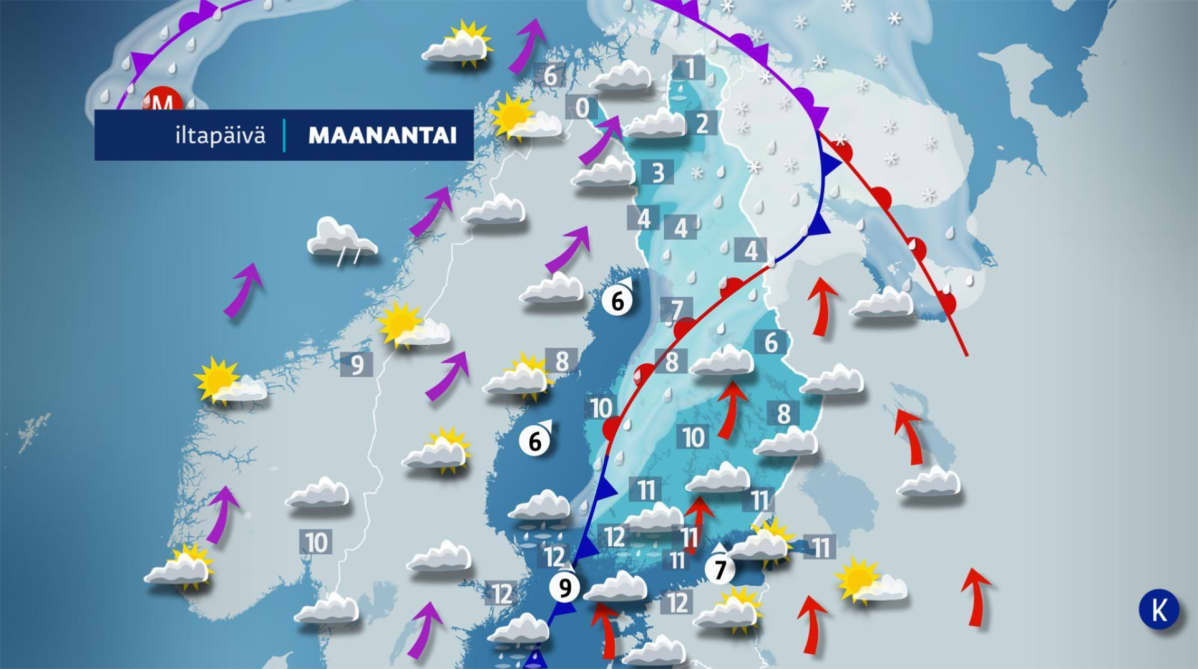 maanantain sääkartta