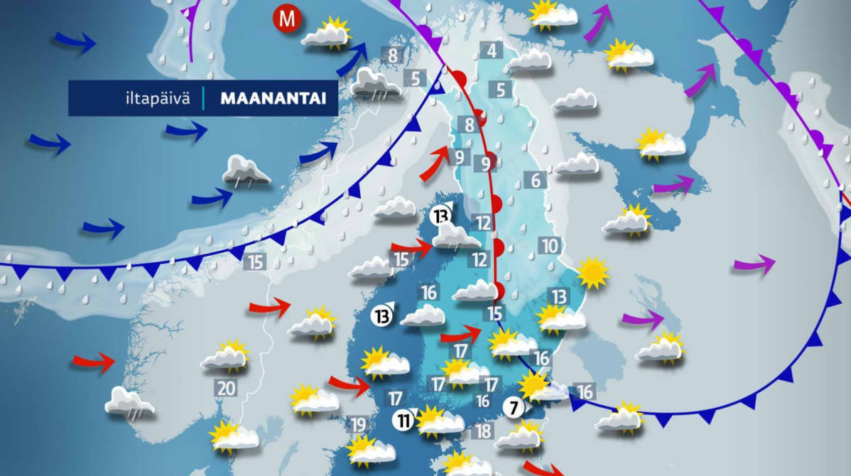 maanantain sääkartta