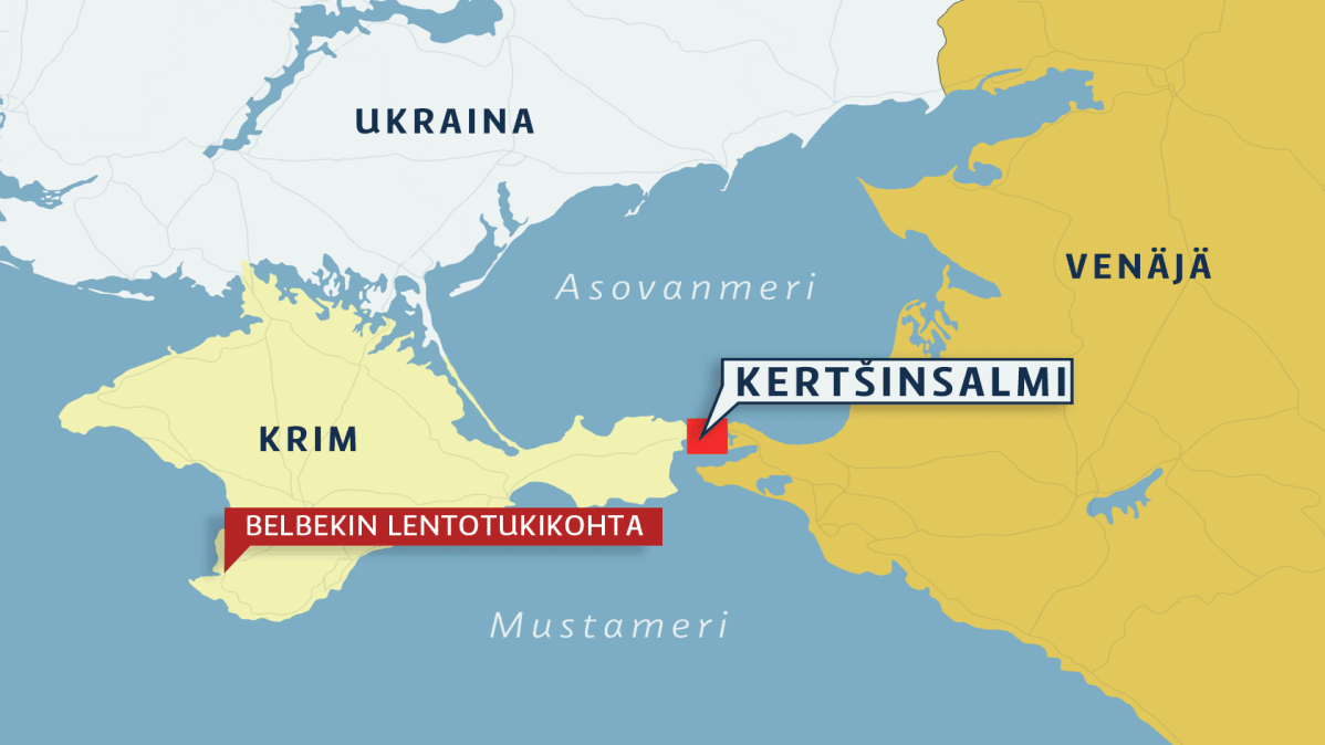 kartta jossa Krim ja Asvonameri sekä kertsinsalmi