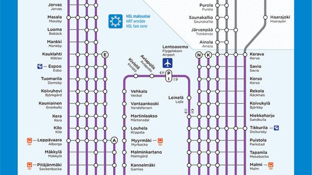 lähijunat kartta Kelpaisiko tällainen lähijunien linjakartta? HSL kerää kommentteja  lähijunat kartta