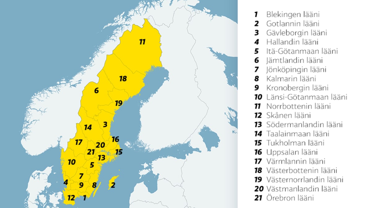 ruotsin kartta läänit Myös Ruotsi aloittaa aluehallinnon uudistuksen | Yle Uutiset | yle.fi ruotsin kartta läänit