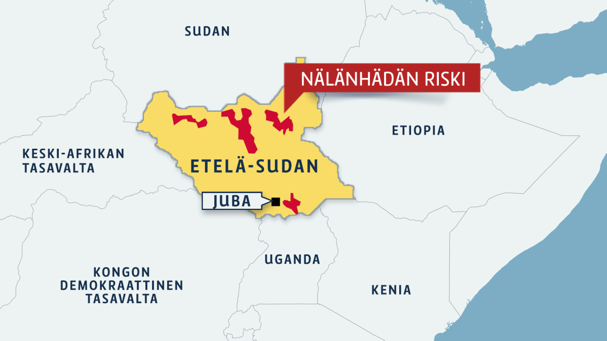 etelä sudan kartta Ihmisiä kuolee nälkään Etelä Sudanissa: 