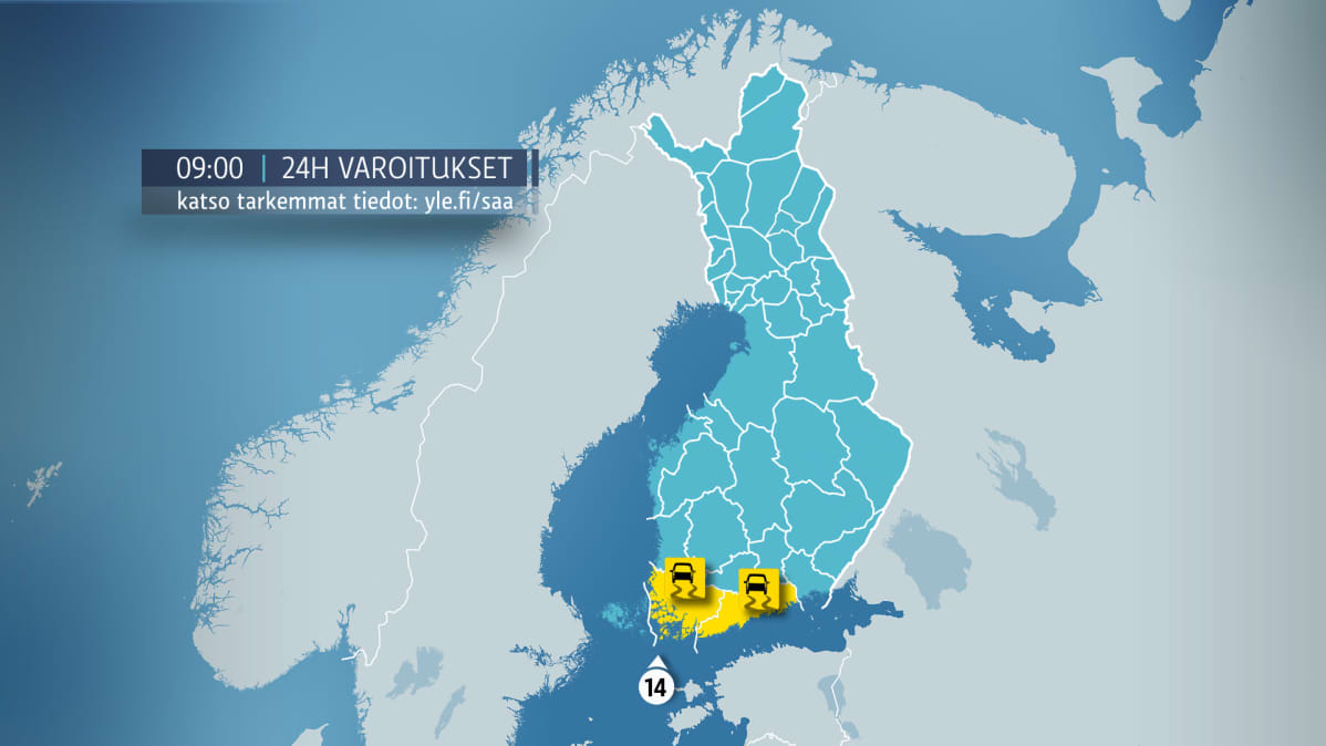 Sunnuntain varoituskartta.