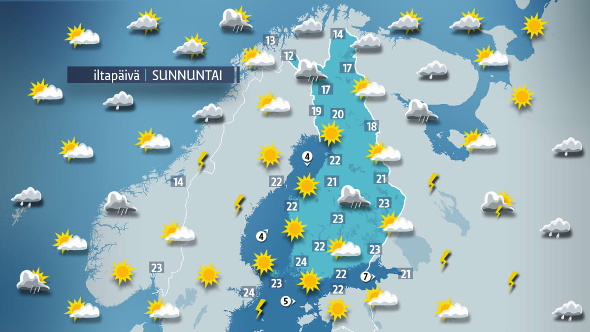 Sunnuntain sääkartta