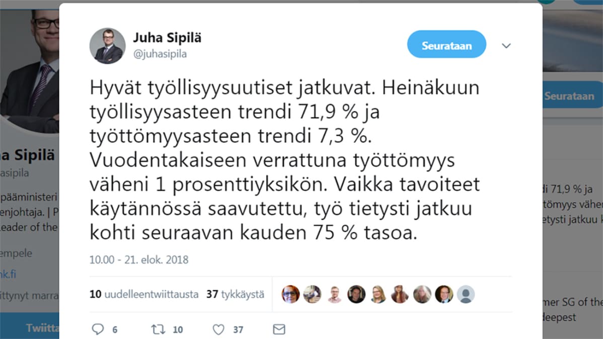 Sipilän twiitti
