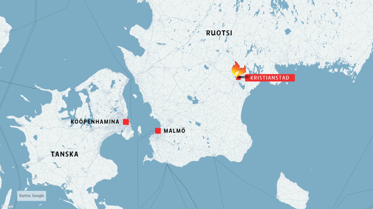 kartta etelä ruotsi Etelä Ruotsin Kristianstadissa paloi yön aikana kaksi rakennusta 