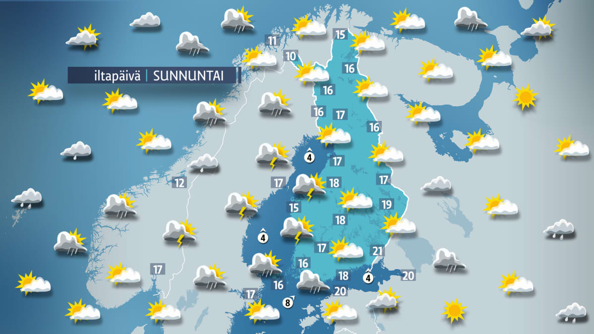 Sunnuntain sääkartta