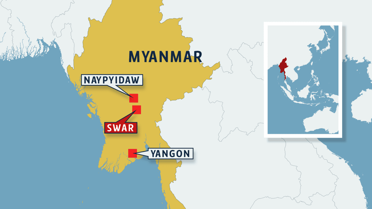 myanmarin kartta Myanmarissa murtuneen padon aiheuttama tulva ajanut yli 50 000 