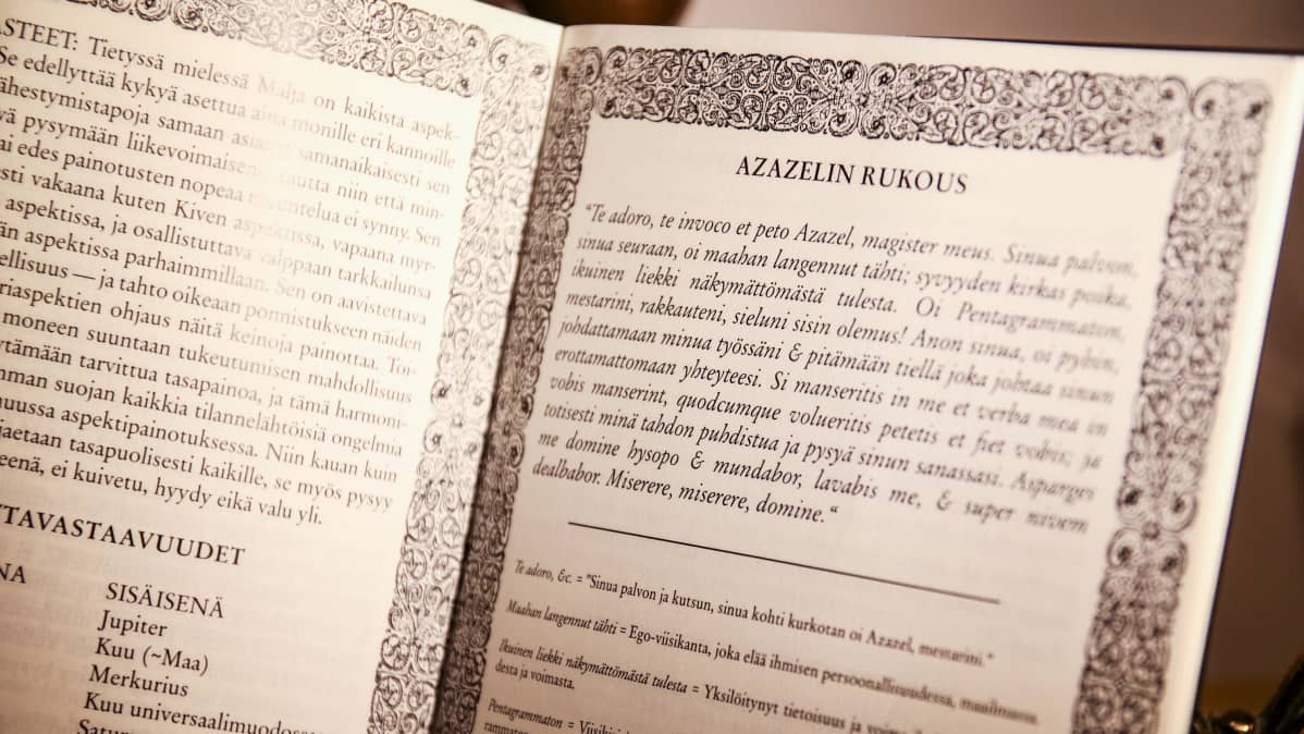 Kuva Azazelin Tähden jäsenkirjasta jossa Azazelin rukous -teksti.