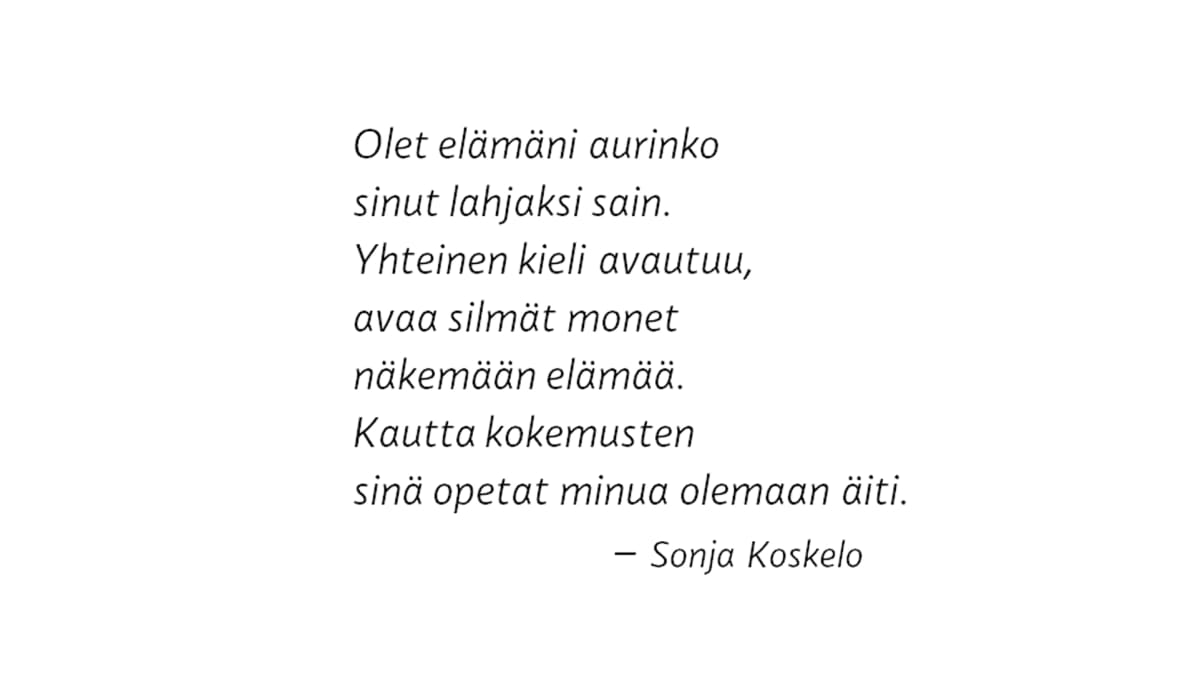 Sonja Koskelon kirjoittama runo.