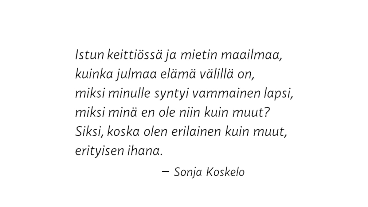 Sonja Koskelon kirjoittama runo.