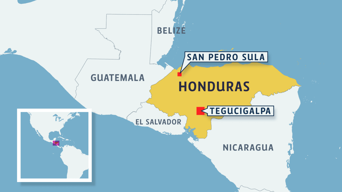 Karttagrafiikka, Honduras, Guatemala, Nicaragua ja Belize Väli-Amerikassa