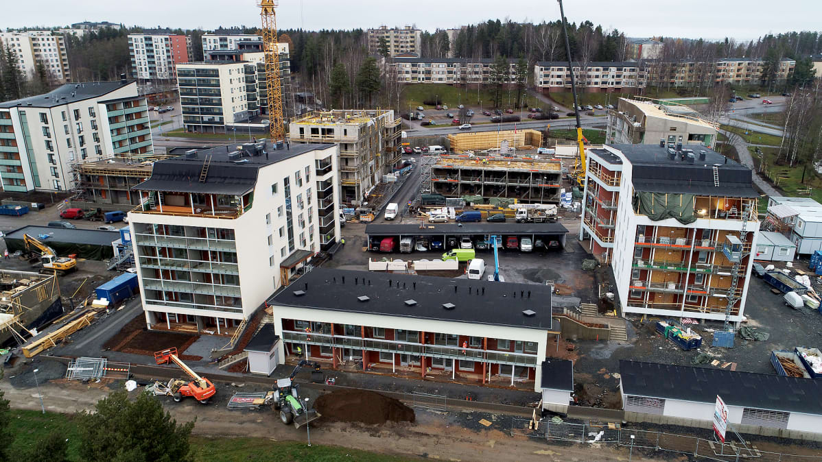 Ilmakuva rakennustyömaasta Tampereella