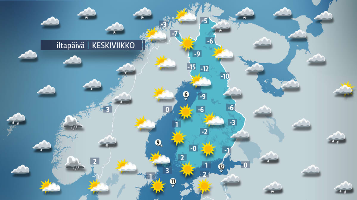 Keskiviikon sääkartta.