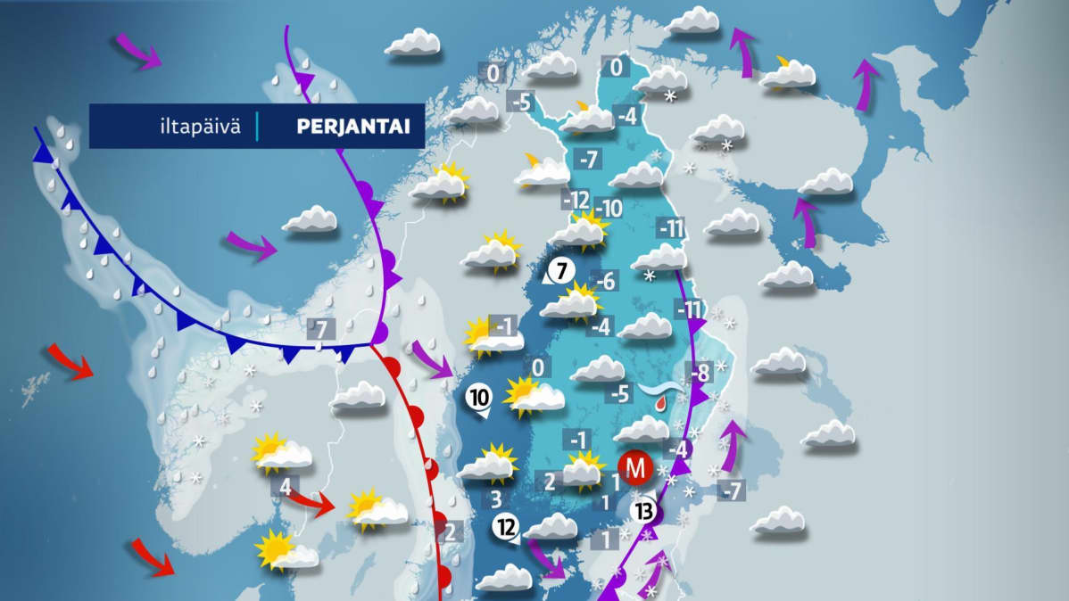 perjantain sääkartta