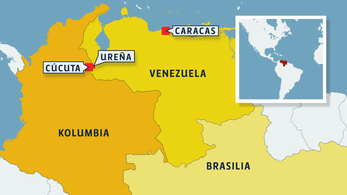 Venezuelan, Kolumbian ja Brasilian kartta