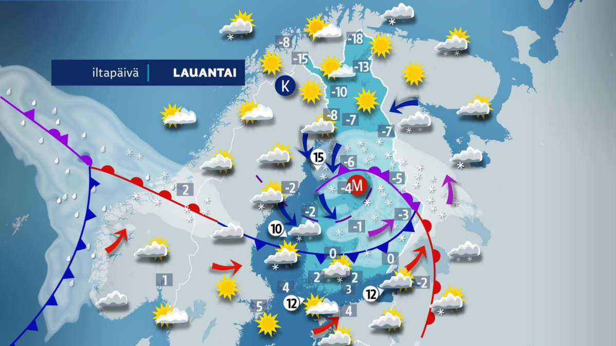 lauantain sääkartta