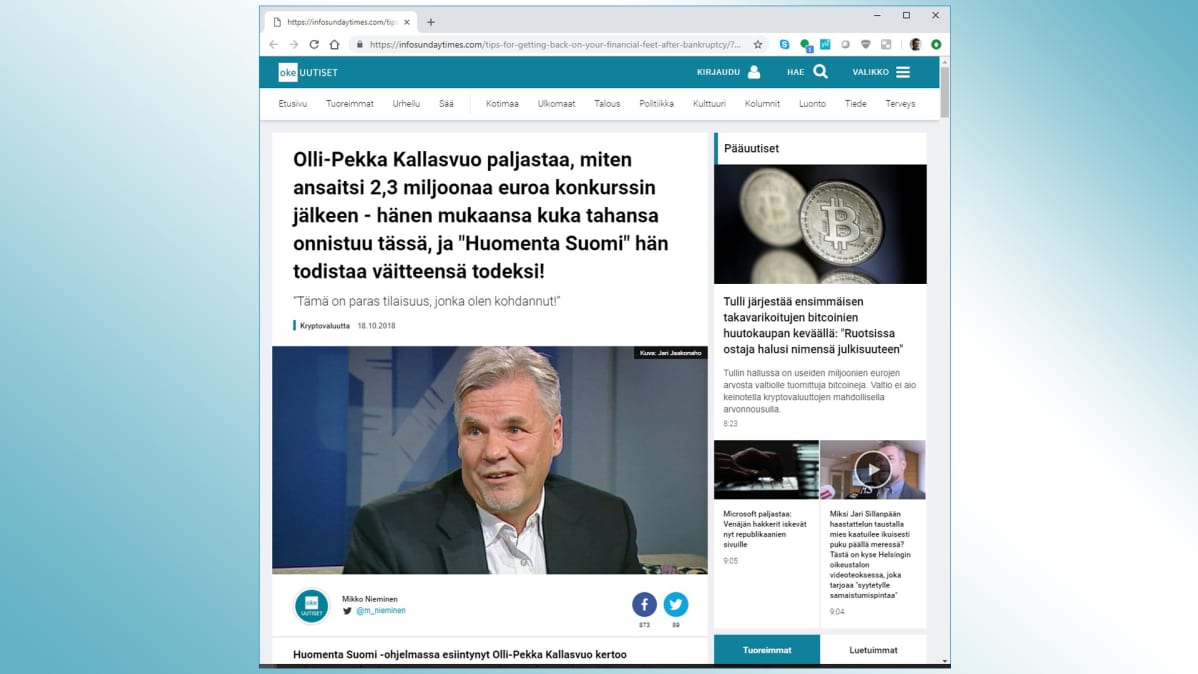 Ylen nimissä tehty valesivusto
